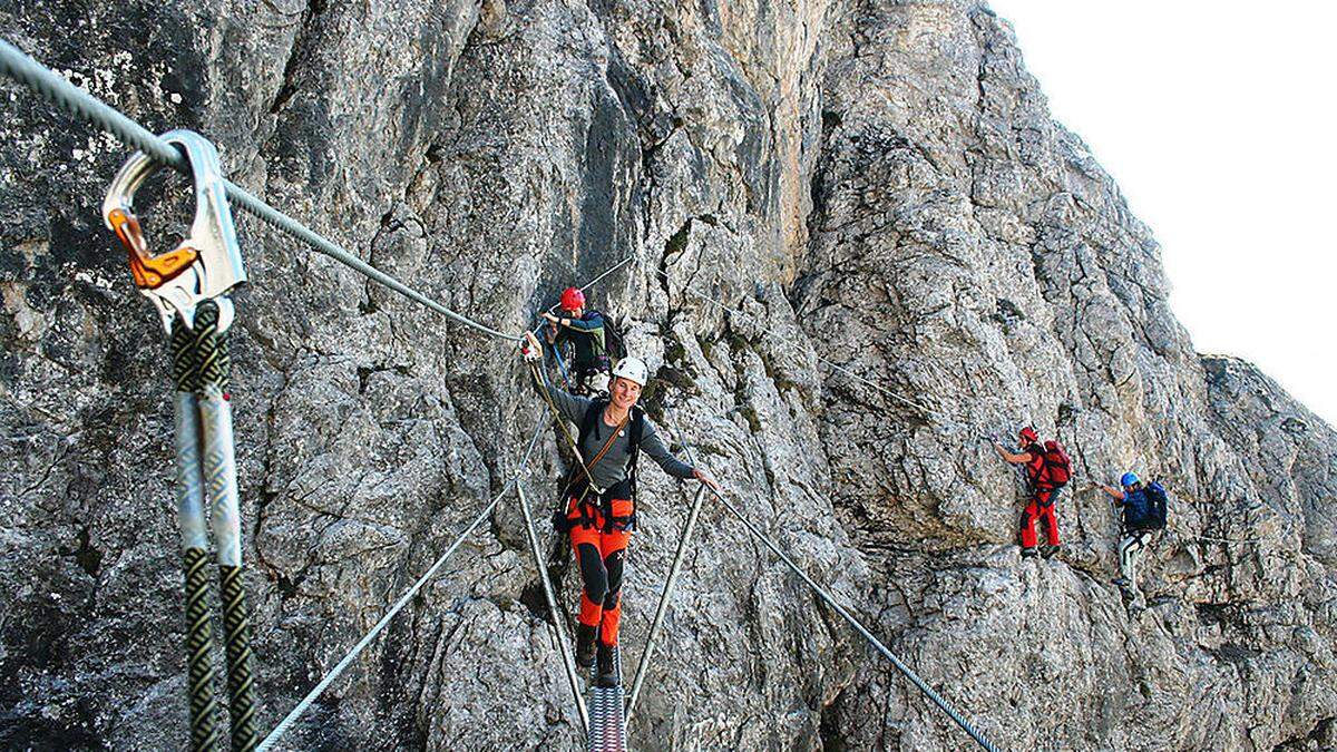 Der Madonnen-Klettersteig in den Lienzer Dolomiten sorgt für Nervenkitze