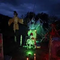 Das Halloweenhaus der Familie Hengst in Malta bei Nacht