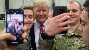 US-Präsident Donald Trump bei einem Truppenbesuch auf dem US-Stützpunkt Ramstein