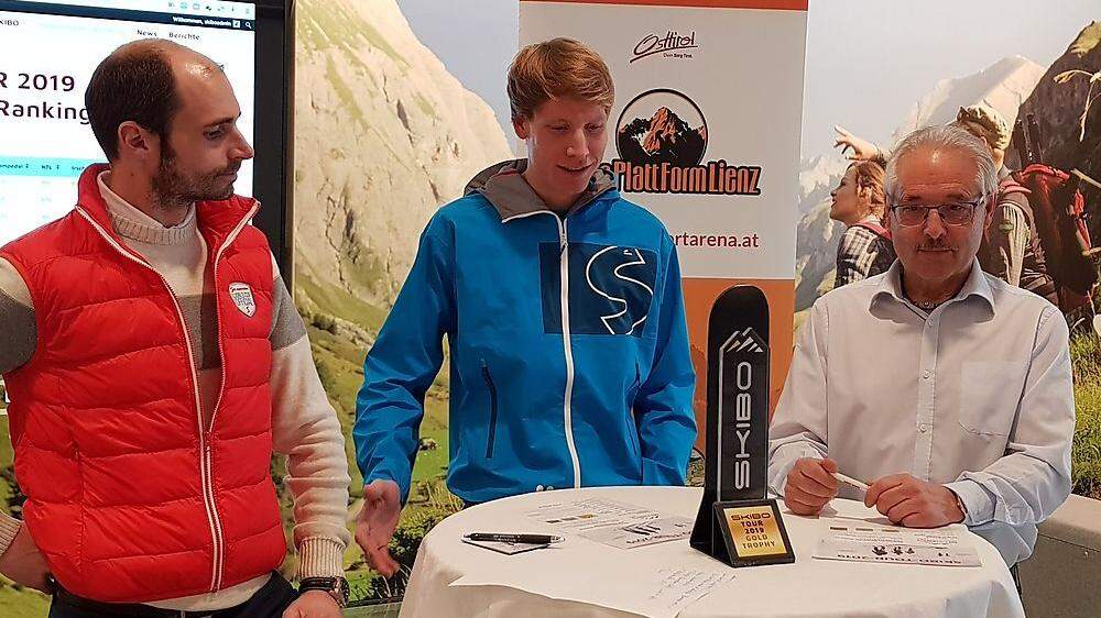 Stefan Mutschlechner, Manuel Seibald, dritter bei der Skitourenlauf-WM und Werner Frömel 