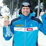 Michael Scheikl mit der Kristallkugel für den Sieg im Gesamtweltcup