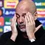 UEFA Champions League press conference, PK, Pressekonferenz Manchester City v Real Madrid Pep Guardiola manager of Manchester City speak to the press during the UEFA Champions League Press Conference Manchester City v Real Madrid at Etihad Stadium, Manchester, United Kingdom, 10th February 2025 Photo by Mark Cosgrove/News Images Manchester Etihad Stadium Manchester United, ManU Kingdom Copyright: xMarkxCosgrove/NewsxImagesx