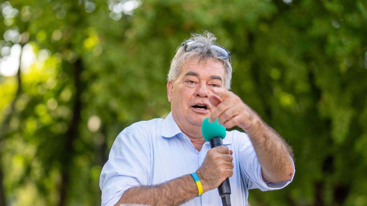 Spitzenkandidat Werner Kogler |  Spitzenkandidat Werner Kogler am Montag, 26. August 2024, im Rahmen eines Wahlkampfauftaktes der Grünen. - FOTO: APA/GEORG HOCHMUTH