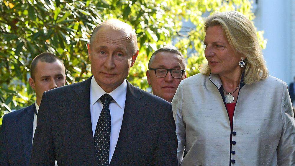 Wladimir Putin, Karin Kneissl im August 2018