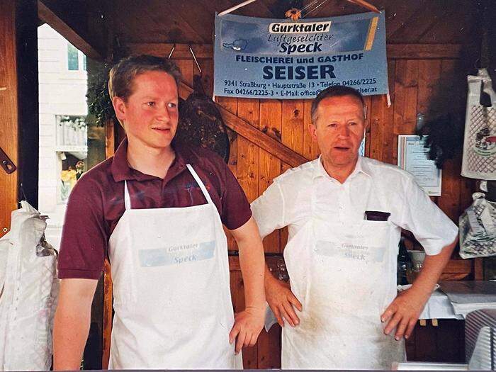 Chef Stefan Seiser mit Vater Matthias Seiser 2003 beim '1. Fest der Täler in Klagenfurt' 