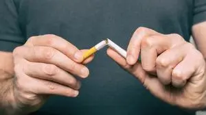 Quitting smoking - male hand crushing cigarette