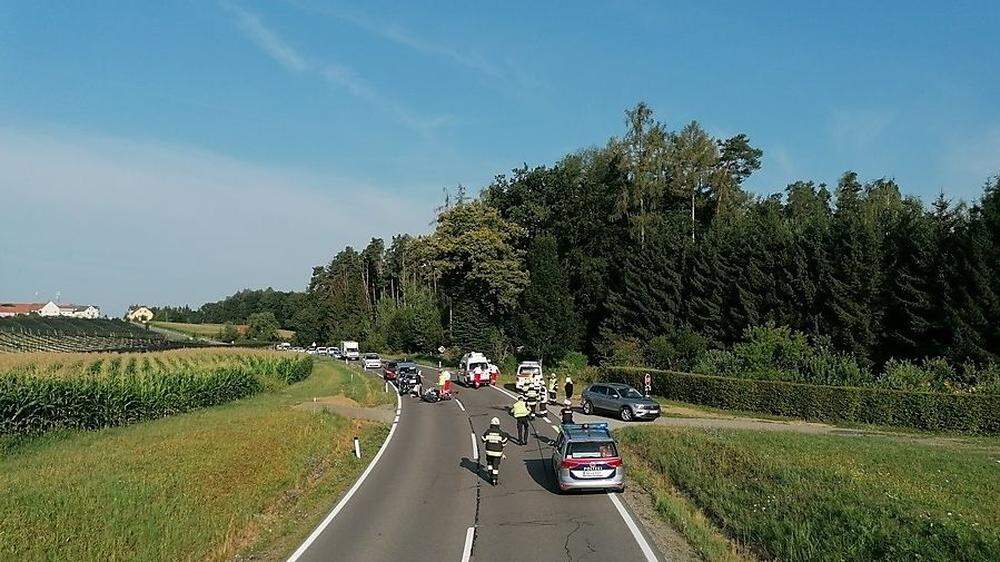 Der Unfall passierte auf der B72 bei der oberen Einfahrt Richtung Hohenkogl