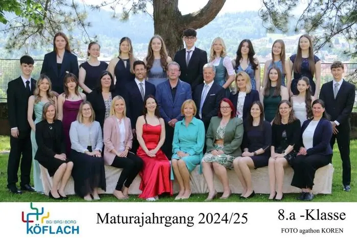 Ein erfolgreiches Jahr haben die Maturantinnen und Maturanten des BG/BRG/BORG Köflach hinter sich. Insgesamt 74 Schülerinnen und Schüler legten ihre Reifeprüfung erfolgreich ab. 
8a: 4 ausgezeichnete Erfolge, 5 gute Erfolge und 6 bestanden