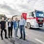 B70 Schwerverkehr LKW Bürgerinitiative Verein Leben an der B70 vlnr Kucher Robert Illgoutz Mathilde Stippich Dietmar und Sigrid