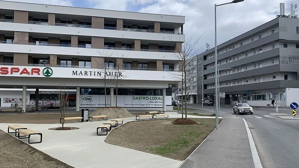 Ein kleiner Park soll das "Bezirkszentrum" in Waltendorf nun aufwerten.