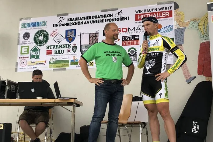 Der Kraubather, Christoph Strasser, hat sich dieses Jahr das fünfte Mal den Sieg des "Race across America" geholt, und nahm ebenfalls am Duathlon teil. (r.)