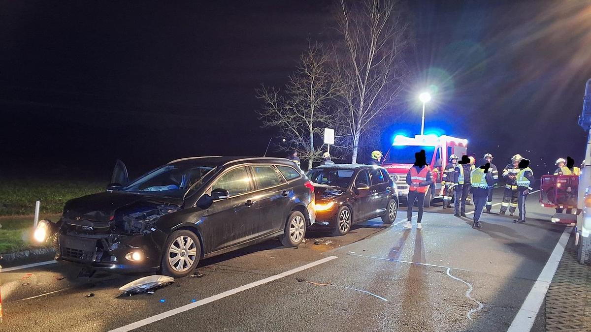 Die Fahrzeuge kollidierten auf der L 303 bei Zehndorf aus ungeklärter Ursache