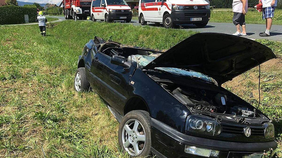 Das Cabrio nach dem Unfall