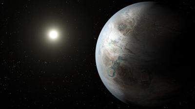 Rechts im Bild: Kepler 452b – 1400 Lichtjahre entfernt und erdähnlich