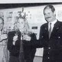 Vereinspräsident Alois Reiter, Weinkönigin Barbara und Rudolf Stütz im Jahr 1992 bei der ersten Ausstellung in Straß (von rechts)