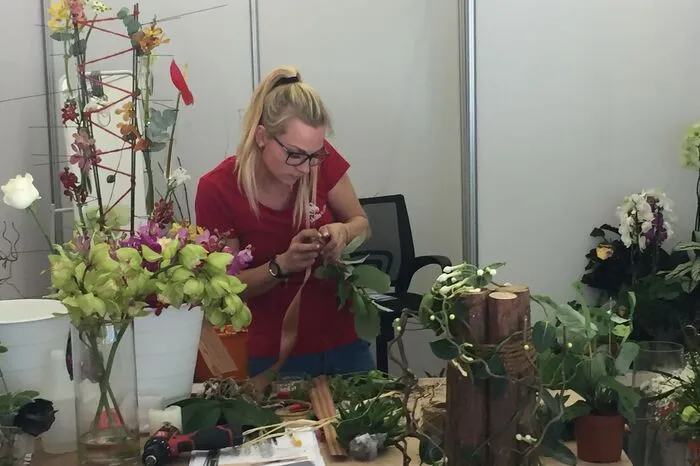 Die Floristin Jennifer Meyer in WM-Aktion.