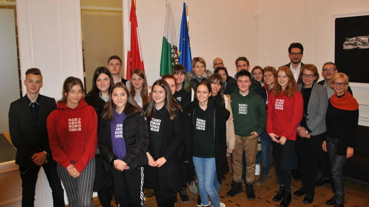 Die Deutschlandsberger Borg-Schüler bei ihrem Besuch in Brüssel 