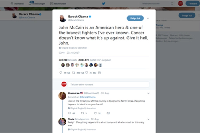Über die Parteigrenzen hinweg: Obama wünschte dem den an Krebs erkrankten republikanischen Senator John McCain alles Gute.