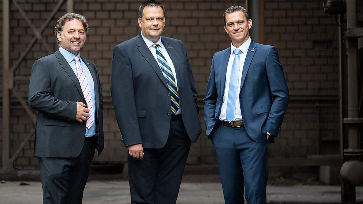Neues Vorstandstrio der Breitenfeld Edelstahl AG:  Jürgen Frank, Gilbert Krenn, und Andreas Graf 	