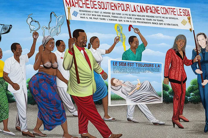 Chéri Samba, "La Marche de soutien pour la campagne contre le SIDA", 2006