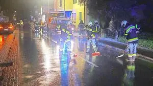 Die Feuerwehr reinigte die Straße und band ausgelaufene Betriebsmittel