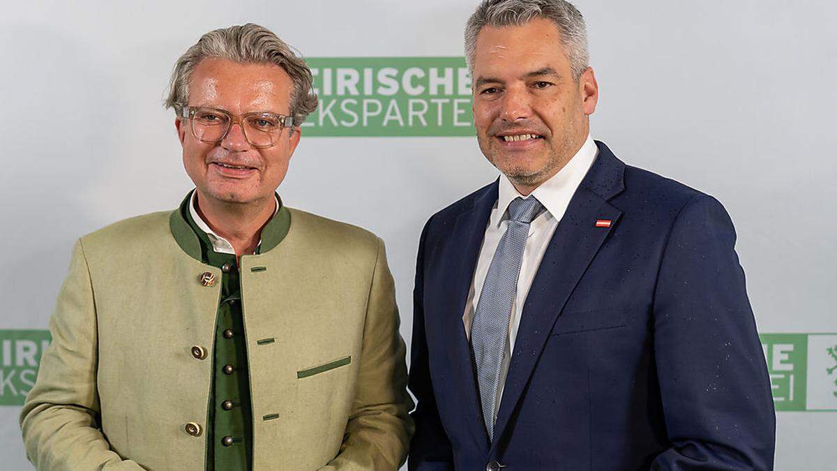 VP-Landeschef Christopher Drexler mit Parteiobmann Karl Nehammer 