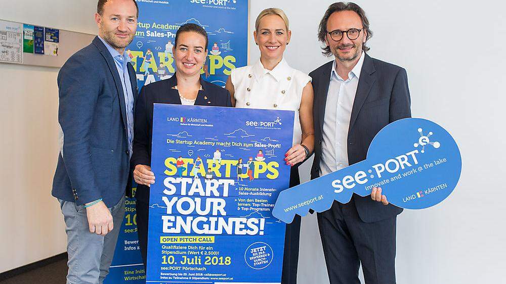 Walter Prutej, Silvia Häusl-Benz, Katja Porsch und Peter Brandl wollen Start-ups mit der Verkaufsakademie den Schlüssel zum Erfolg geben