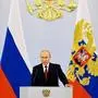 Russian President Vladimir Putin speaks during a ceremony to sign the treaties for four regions of Ukraine to join Russia in the Kremlin in Moscow, Russia, Friday, Sept. 30, 2022. The signing of the treaties making the four regions part of Russia follows the completion of the Kremlin-orchestrated "referendums." (Grigory Sysoyev, Sputnik, Kremlin Pool Photo via AP)