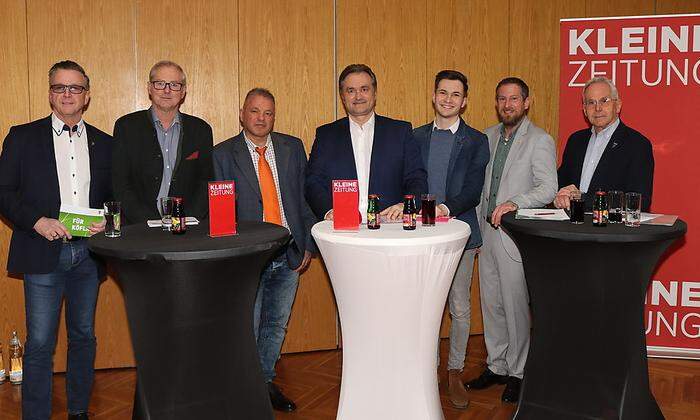 Helmut Linhart (ÖVP), Johann Bernsteiner (SBK), Gerhard Pagger (KPÖ), Bernd Jammernegg (SPÖ), Jan Pieter Stering (Neos), Herwig Friedl-Zwanzger (Grüne) und Alois Lipp (FPÖ)