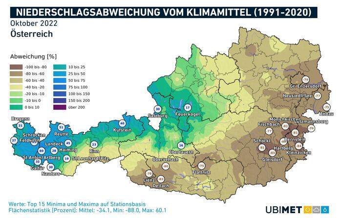 Im Süden und Osten der Steiermark hat es im Oktober zum Teil nur 20 Prozent der üblichen Menge geregnet