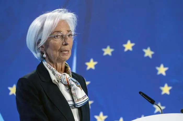 FILE - President of European Central Bank Christine Lagarde talks to the media after a meeting of the ECB's governing council, in Frankfurt, Germany, Thursday, March 7, 2024.  (AP Photo/Michael Probst, File)