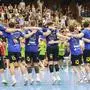 BRUCK,AUSTRIA,30.AUG.24 - HANDBALL - HLA Meisterliga, BT Fuechse vs Handball Westwien. Image shows the rejoicing of Füchse.
Photo: GEPA pictures/ Wolfgang Grebien