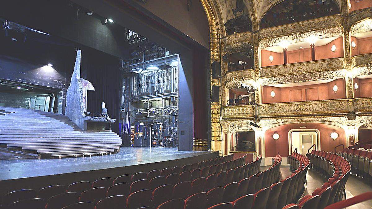 Innenansicht Bühne und Zuscherraum des Volkstheaters in Wien