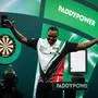 RECORD DATE NOT STATED 18th December 2025, Alexandra Palace, London, England 2025 PDC Paddy Power World Darts Championship Day Eight David Munyua celebrates winning his Round One match against Mike De Decker PUBLICATIONxNOTxINxUK IanxStephen
