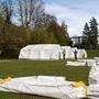 Auf dem Gelände der Polizeischule Wiesenhof wurden Zelte errichtet