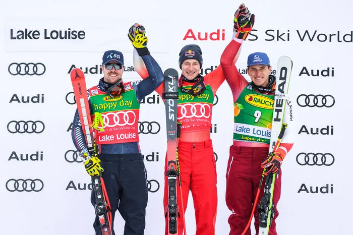 Marco Odermatt (SUI) Aleksander Aamodt Kilder (NOR) Matthias Mayer (AUT)  Hier kommen Sie zum Rennbericht!