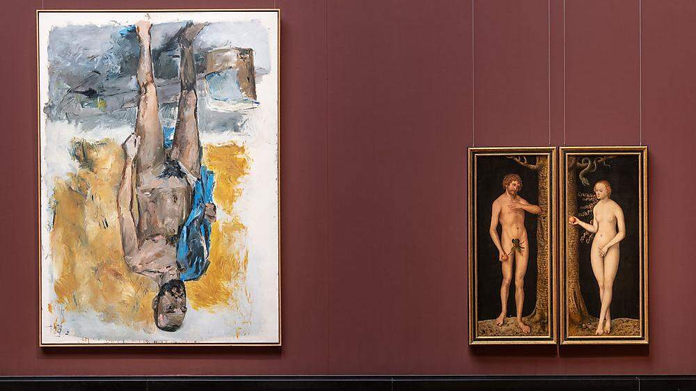Ausstellungsansicht: Baselitz trifft hier auf Cranach im Kunsthistorischen Museum