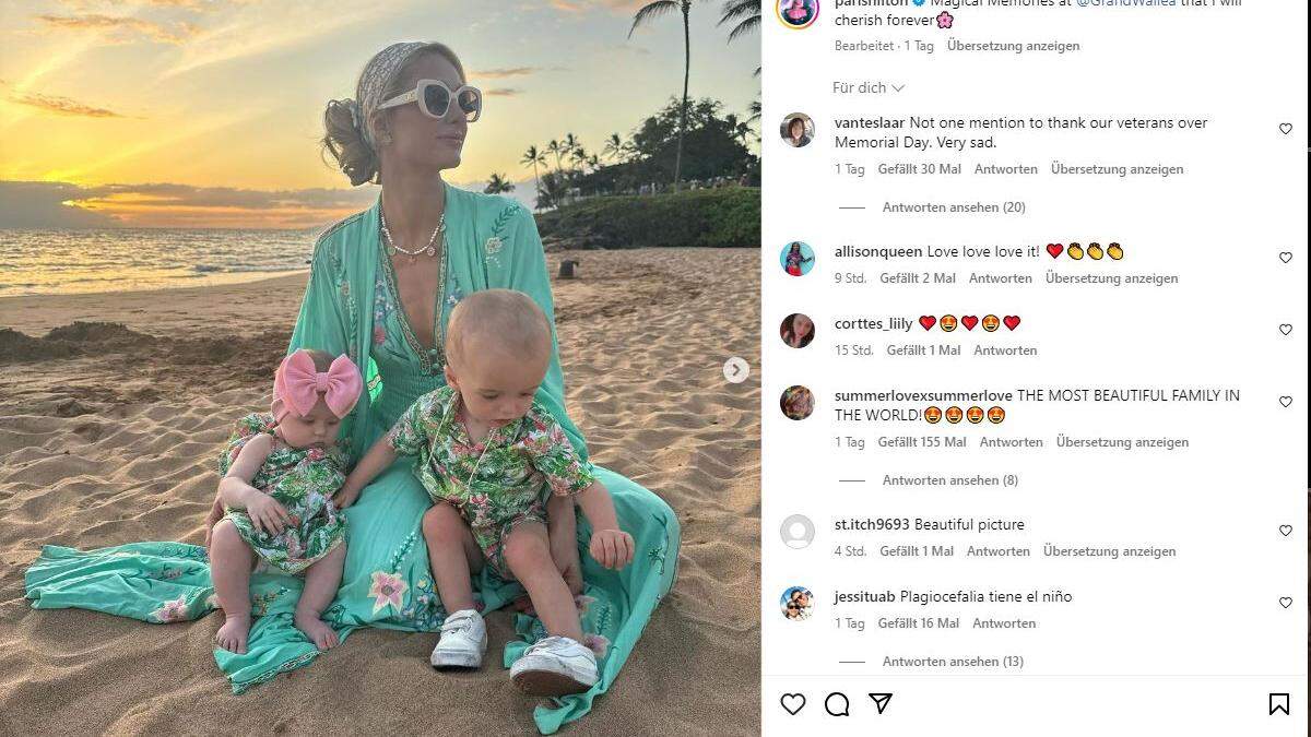 Entspannt im Familienurlaub: Paris Hilton mit Kindern London (links) und Phoenix
