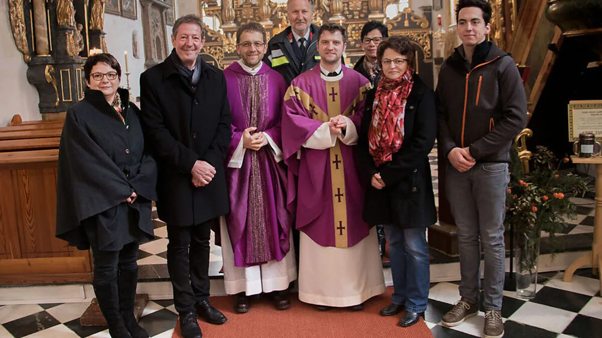 Anita Pinter, Bürgermeister Josef Müller, Administrator P. Maximilian Krenn, Alois Röck, Provisor P. Petrus Tschreppitsch, Josefine Riepl, Klothilde Haßler, Philipp Jellen
