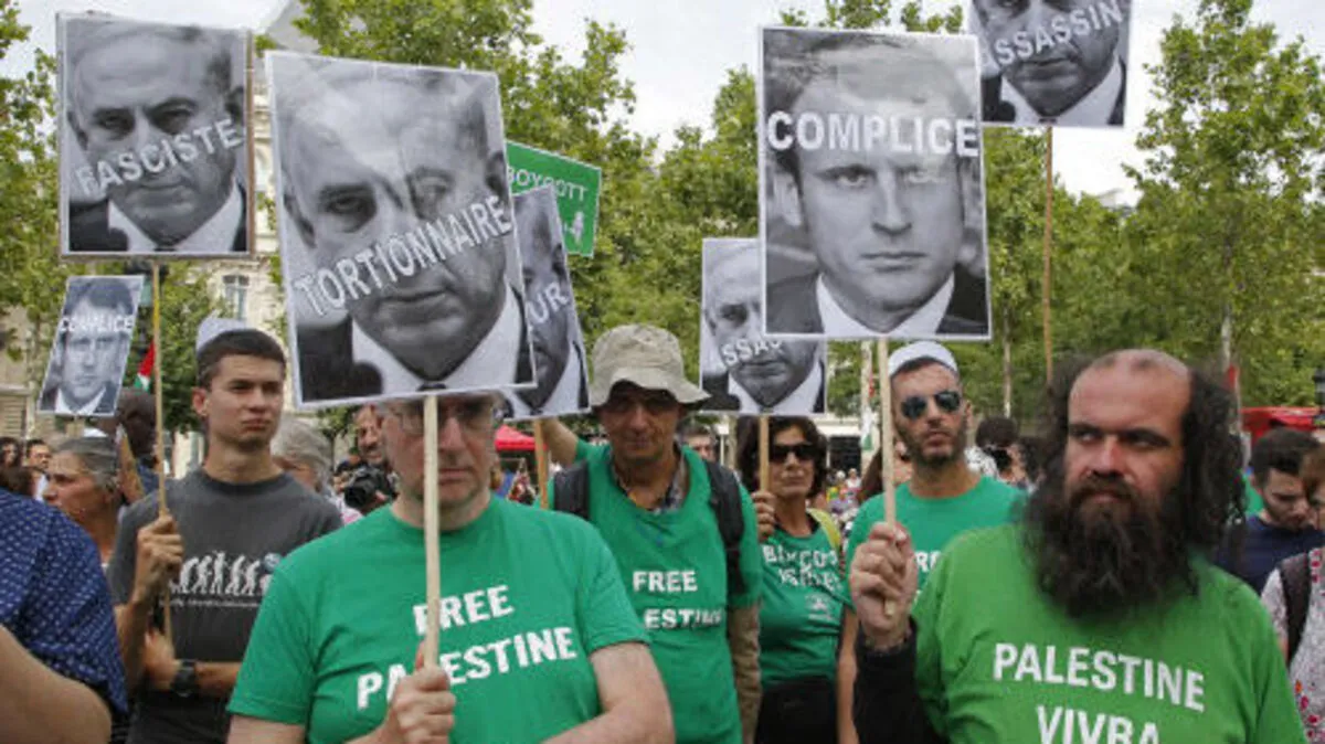 Palästinenser protestieren gegen den Besuch von Netanyahu bei Macron