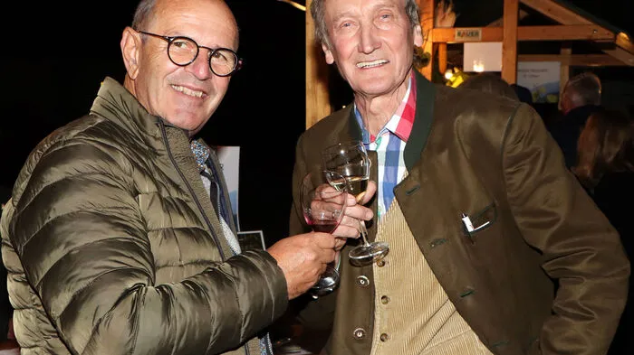 Der Steinbruchunternehmer Werner Kogler und Valentin "Volte" Stubinger waren von den sehr guten Weinen begeistert.