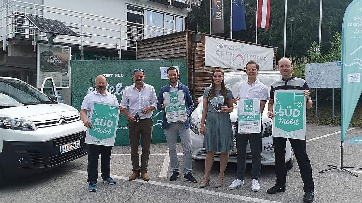 Robert Karlhofer, Peter Plaimer (Regionalentwicklung Südkärnten), Sebastian Schuschnig, Nicole Trampusch (Tourismusverband Geopark Karawanken), Andreas Kristan (Tourismusverband St. Kanzian) und Jürgen Lamprecht (Tourismusverband Eisenkappel-Vellach)