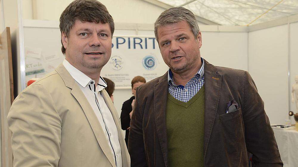 Gerhard Pirih und Gerhard Köfer 2015. Damals schickte das Team Kärnten Gerhard Klocker ins Rennen. 2021 könnten die beiden als Konkurrenten  um den Bürgermeistersessel kämpfen 