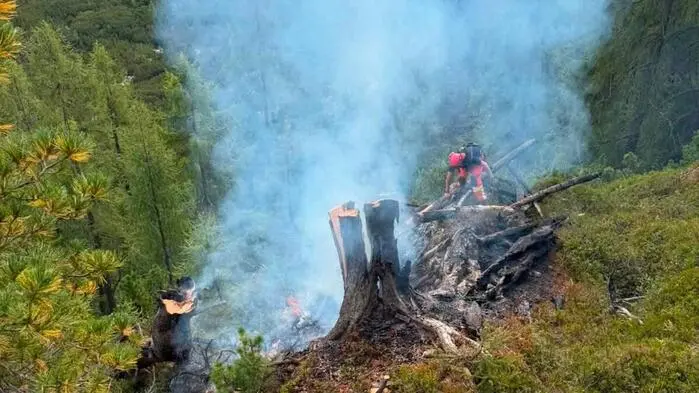 Das Feuer auf der Brunnalm nahe Weißenbach bei Liezen am vergangenen Sonntag war Waldbrand Nummer 23