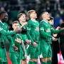 ABD0176_20250313 - WIEN - ÖSTERREICH: Jubel der SK Rapid Spieler nach dem Sieg am Donnerstag, 13. März 2025, anl. der Conference-Begegnung zwischen SK Rapid - Borac Banja Luka in Wien. - FOTO: APA/MAX SLOVENCIK
