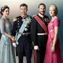 Bereit für den Thron: die dänischen und norwegischen Kronprinzen Frederik (2. v.l.) und Haakon mit ihren Frauen Mary (links) und Mette-Marit.