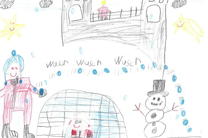 Die sechsjährige Larissa Stocker hat sich vor Weihnachten mit ihrem Bruder Leonhard (siehe nächstes Bild) hingesetzt und ein schönes Weihnachtsbild gemalt. Zu Hause ist das Mächen in Moosheim (Gemeinde Michaelerberg-Pruggern).
