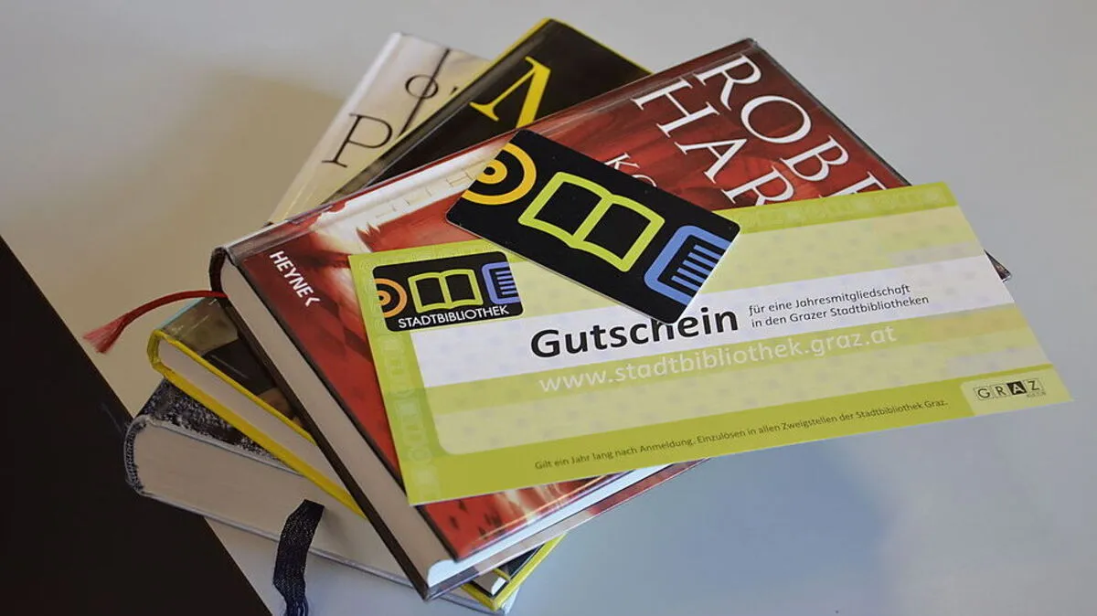 Gutschein für eine Jahres-Mitgliedschaft in der Grazer Stadtbibliothek