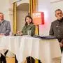 Markus Schiffer, Sylvia Petschar und Claus Faller bei der Podiumsdiskussion im Gmünder Stadtsaal
