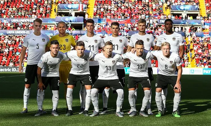TRIESTE,ITALY,17.JUN.19 - SOCCER - Under-21 European Championship 2019, group stage, OEFB international match, Austria vs Serbia. Image shows the team of Austria.
Photo: GEPA pictures/ Daniel Goetzhaber